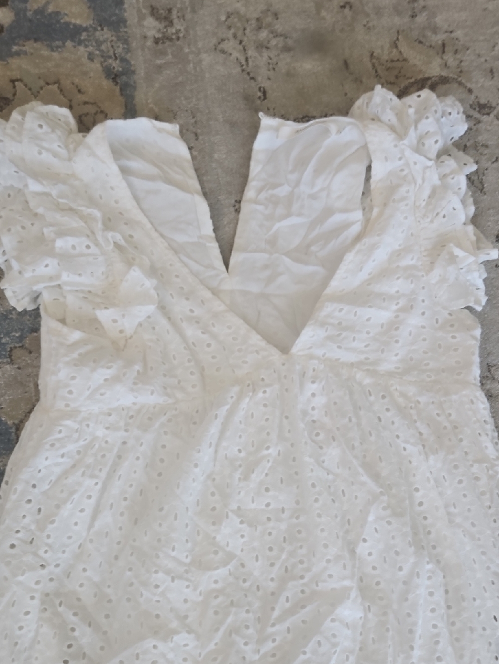 Mustard Seed White Eyelet Mini Dress with Ruffle Details - Picture 3 of 7